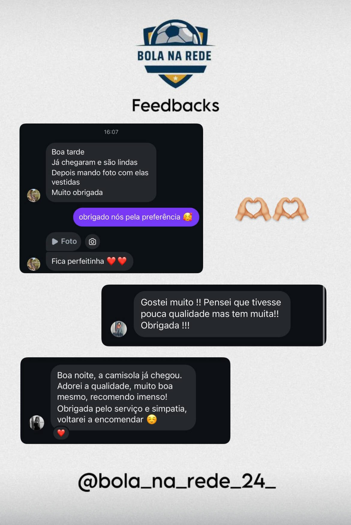 Print de mensagens de cliente a recomendar a loja